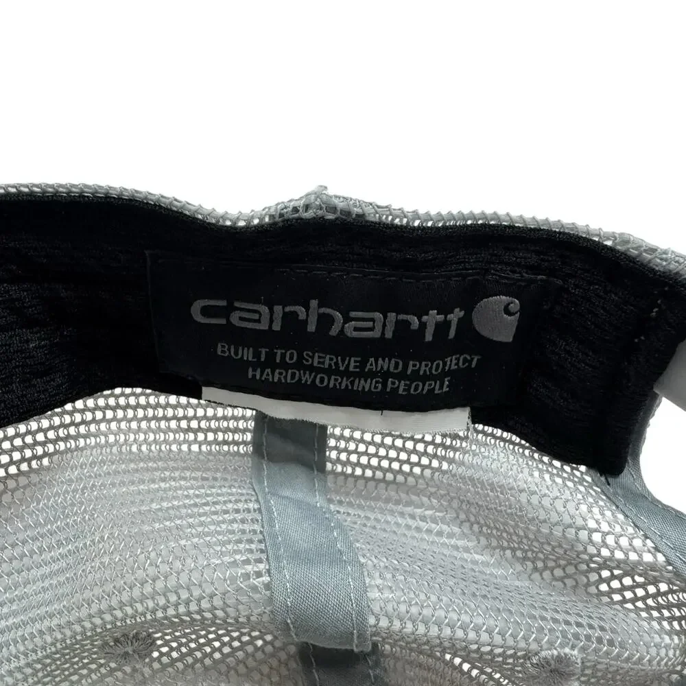 CARHARTT Mesh SnapBack Gray Logo Cap One Size Adult Yellow Hat Trucker